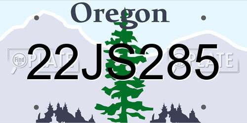 22JS285 Oregon License Plate