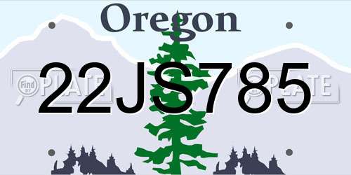 22JS785 Oregon License Plate