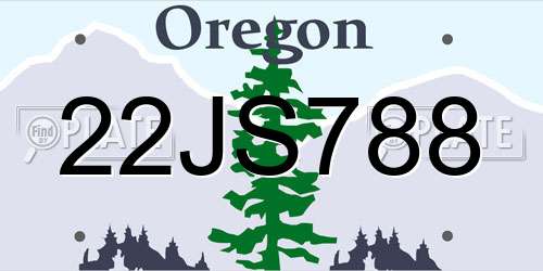 22JS788 Oregon License Plate