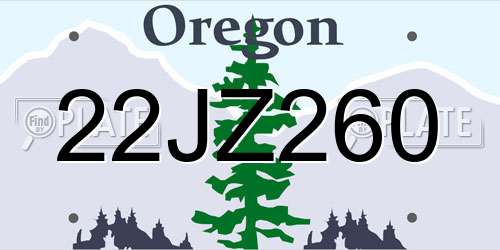 22JZ260 Oregon License Plate