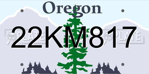 22KM817 Oregon License Plate