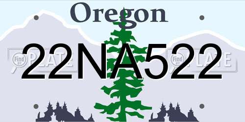 22NA522 Oregon License Plate