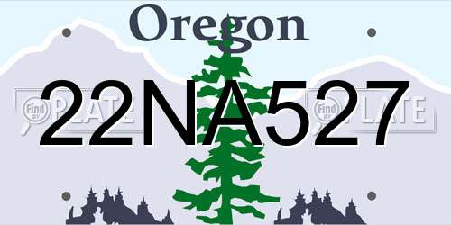22NA527 Oregon License Plate