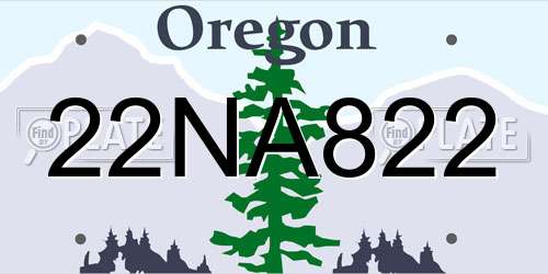 22NA822 Oregon License Plate