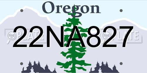 22NA827 Oregon License Plate