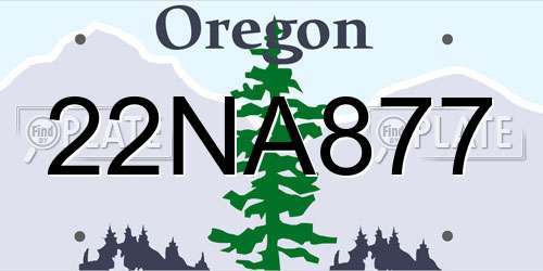 22NA877 Oregon License Plate