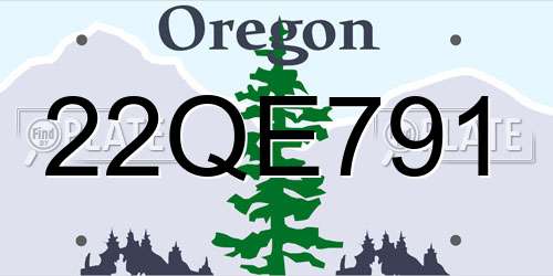 22QE791 Oregon License Plate