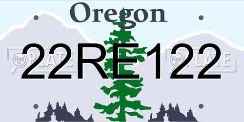 22RE122 Oregon License Plate