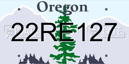 22RE127 Oregon License Plate