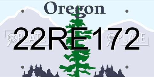 22RE172 Oregon License Plate