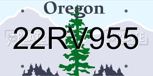 22RV955 Oregon License Plate