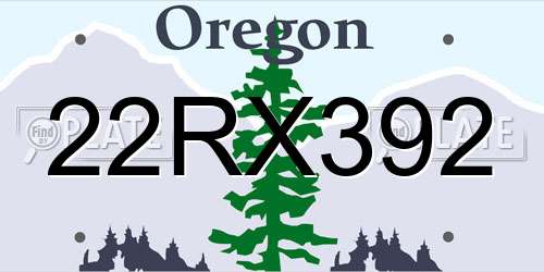 22RX392 Oregon License Plate