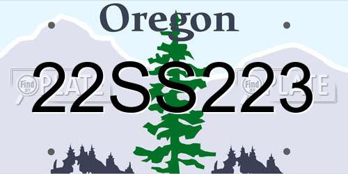 22SS223 Oregon License Plate
