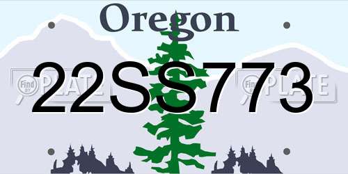 22SS773 Oregon License Plate