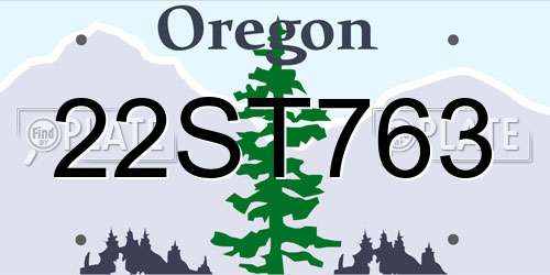 22ST763 Oregon License Plate