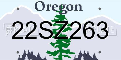 22SZ263 Oregon License Plate