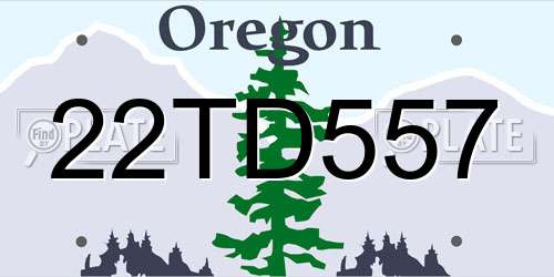 22TD557 Oregon License Plate