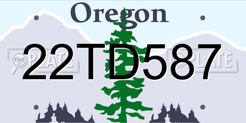 22TD587 Oregon License Plate