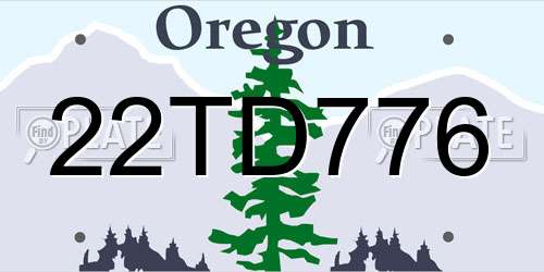 22TD776 Oregon License Plate
