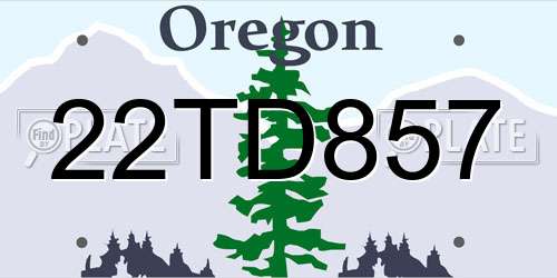 22TD857 Oregon License Plate