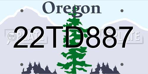 22TD887 Oregon License Plate