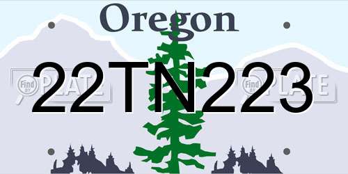 22TN223 Oregon License Plate