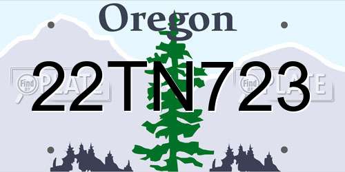 22TN723 Oregon License Plate