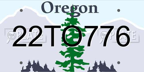 22TO776 Oregon License Plate