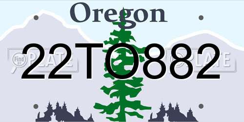 22TO882 Oregon License Plate