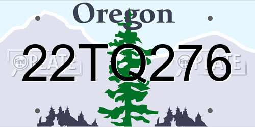 22TQ276 Oregon License Plate