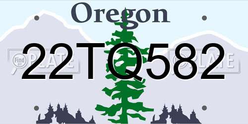 22TQ582 Oregon License Plate