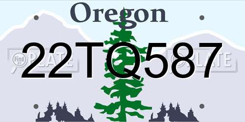 22TQ587 Oregon License Plate