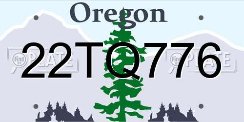 22TQ776 Oregon License Plate