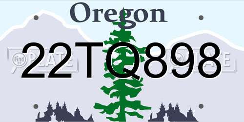 22TQ898 Oregon License Plate