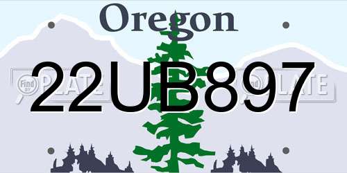 22UB897 Oregon License Plate