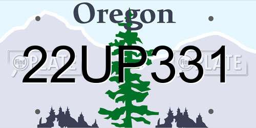 22UP331 Oregon License Plate