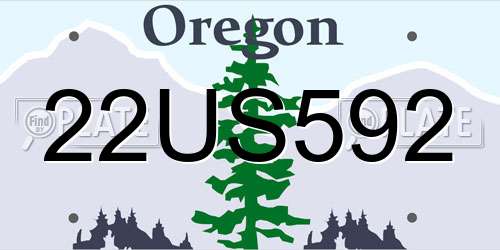 22US592 Oregon License Plate