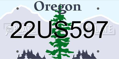 22US597 Oregon License Plate