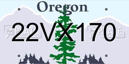 22VX170 Oregon License Plate