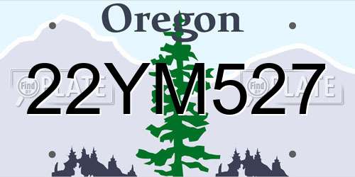 22YM527 Oregon License Plate