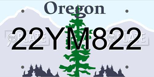 22YM822 Oregon License Plate