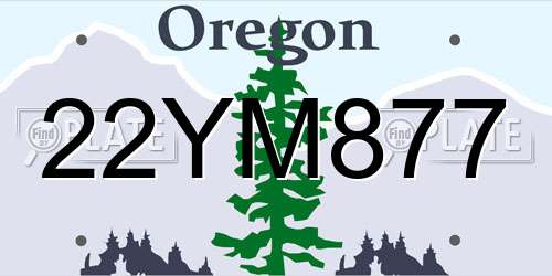 22YM877 Oregon License Plate