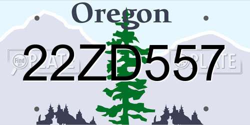 22ZD557 Oregon License Plate
