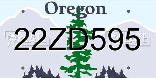 22ZD595 Oregon License Plate