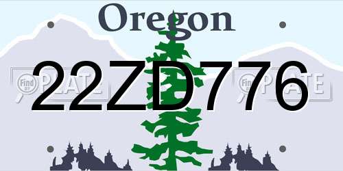 22ZD776 Oregon License Plate