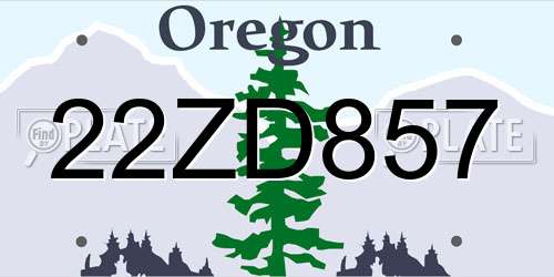 22ZD857 Oregon License Plate