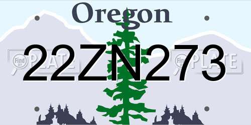 22ZN273 Oregon License Plate
