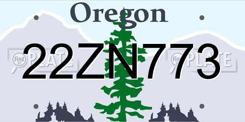 22ZN773 Oregon License Plate