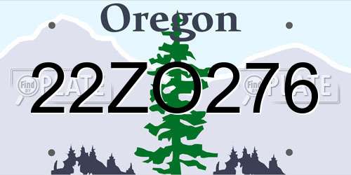 22ZO276 Oregon License Plate