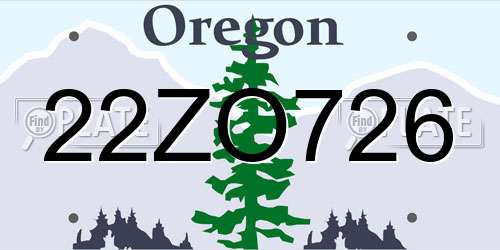 22ZO726 Oregon License Plate